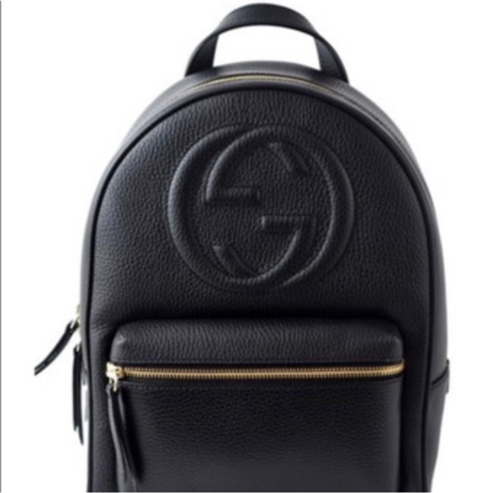 Authentic Gucci Black Soho Leather BackpackChain Straps